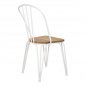 Mobile Preview: Designer Stuhl aus Metall und Holzsitz weiß