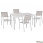 Preview: Esstisch Set aus Aluminium in Farbe weiß Preview: Esstisch Set aus Aluminium in Farbe weiß
