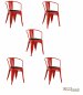 Preview: Antiker roter Stuhl RELIX, mit Armlehnen im Industrie Design und Sitzpolsterung in schwarz - Kopie