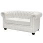 Mobile Preview: Chesterfield Sofa zweisitzer in weißem Kunstlederbezug