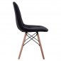 Mobile Preview: Design Stuhl COSY mit Massivholz Beinen und Kunstleder, in Schwarz
