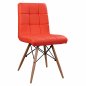 Mobile Preview: Design Stuhl ROSA mit Massivholz Beinen und Kunstleder, in Rot