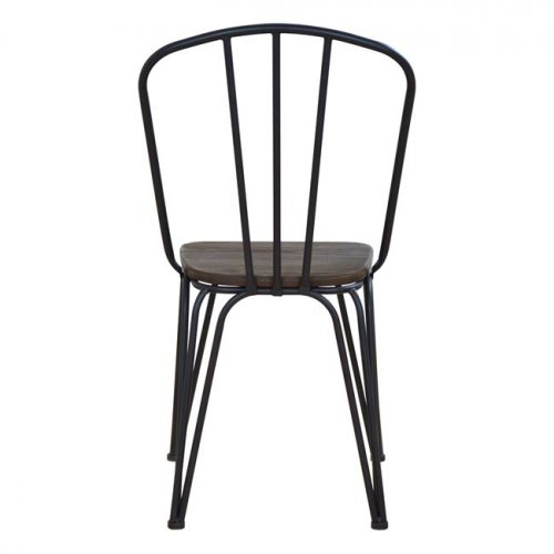 Designer Stuhl aus Metall und Holzsitz schwarz