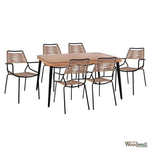 Esstisch Allegra aus Wicker in Farbe Beige und Schwarz Esstisch Allegra aus Wicker in Farbe Beige und Schwarz