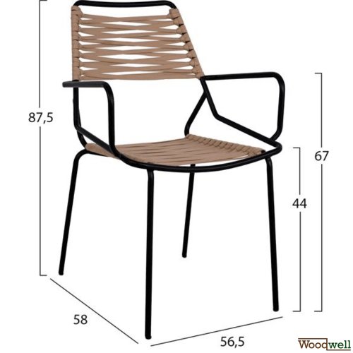 Esstisch Allegra aus Wicker in Farbe Beige und Schwarz