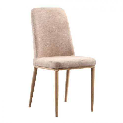 Stuhl "Eilish" aus beigem Stoff und Metallgestell Stuhl "Eilish" aus beigem Stoff und Metallgestell