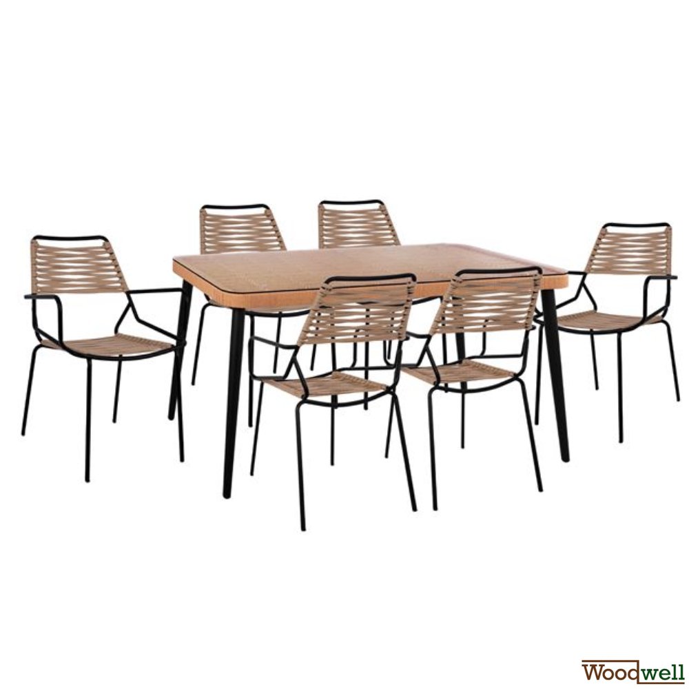Esstisch Allegra aus Wicker in Farbe Beige und Schwarz Esstisch Allegra aus Wicker in Farbe Beige und Schwarz