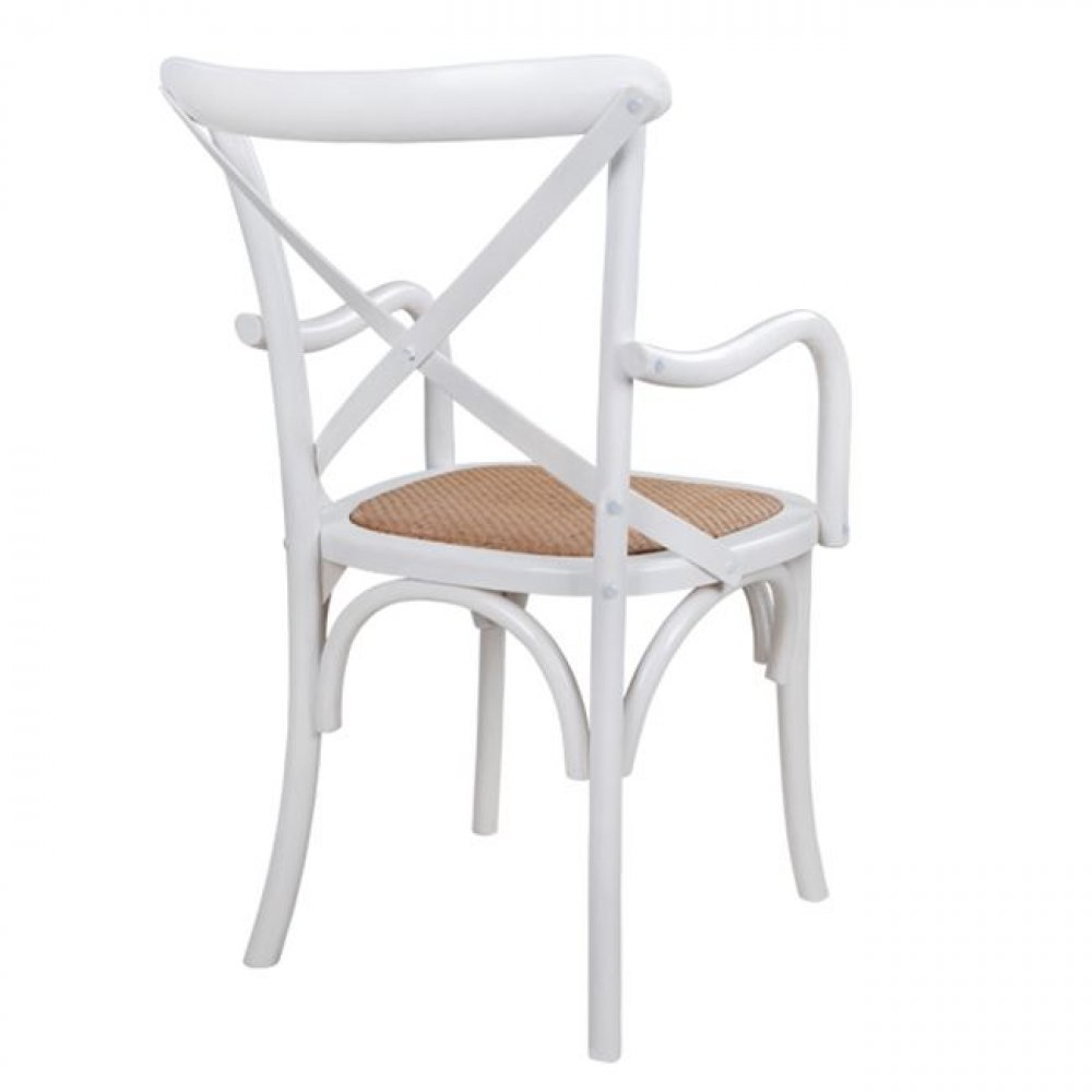 Bistrostuhl- Esszimmerstuhl-Designer Stuhl-Armlehnstuhl aus Holz | In Weiß