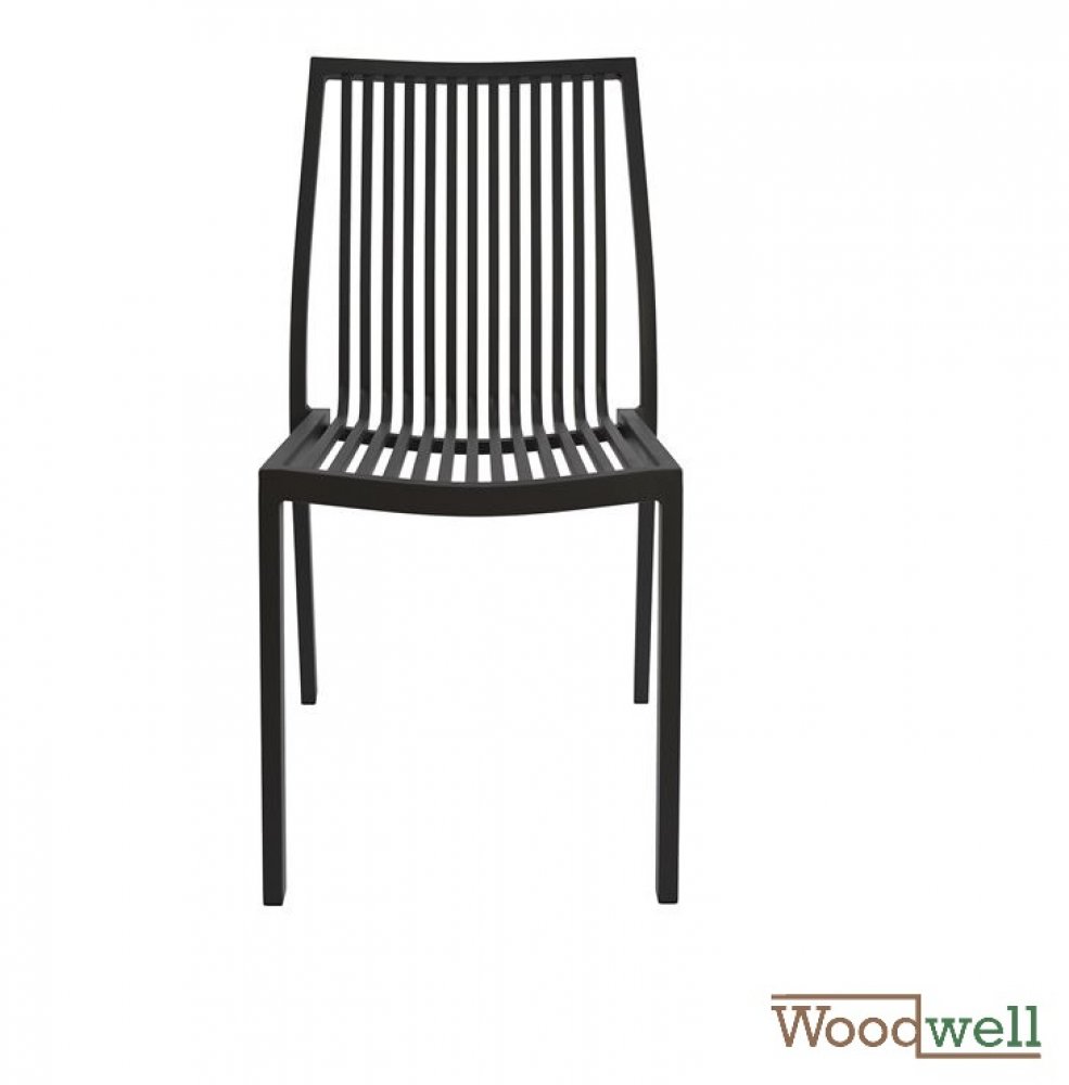 Moderner Aluminium-Stuhl ohne Armlehnen, in Schwarz
