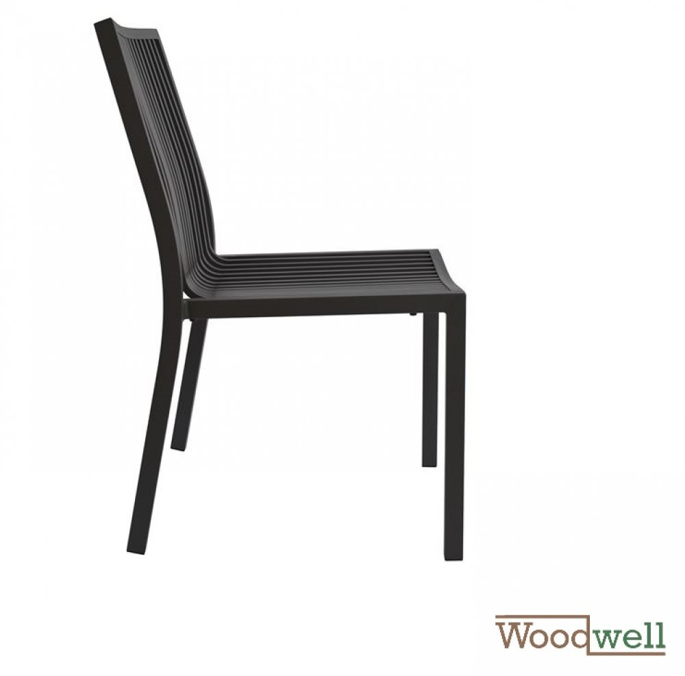 Moderner Aluminium-Stuhl ohne Armlehnen, in Schwarz
