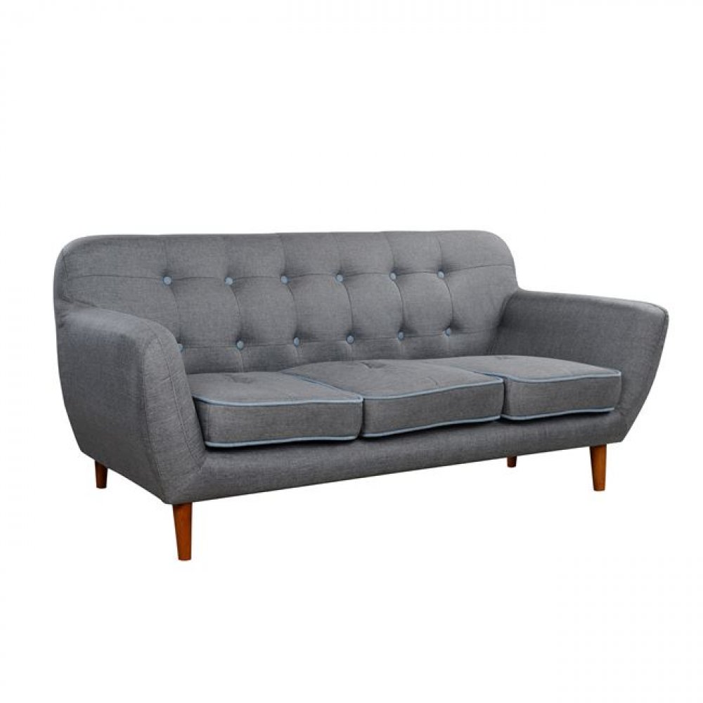 Sofa 3-Sitzer Strukturstoff  grau
