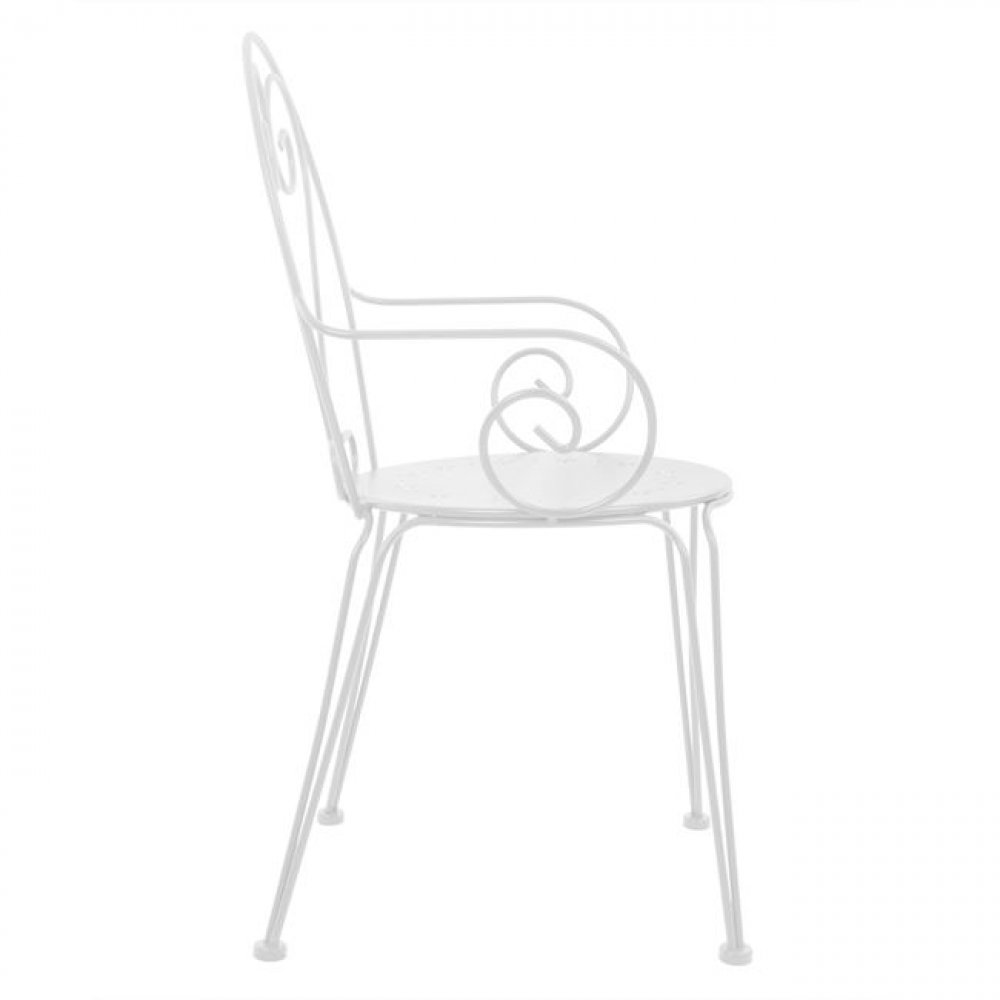 Garten-Armlehnstuhl-Metalstuhl-weiß