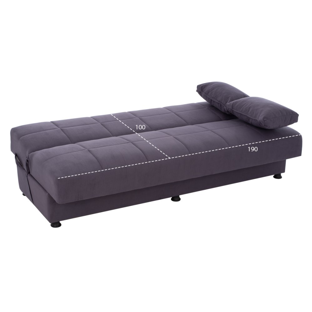 3-Sitzer Schlaf-Sofa EGE mit Stauraum | In Grau
