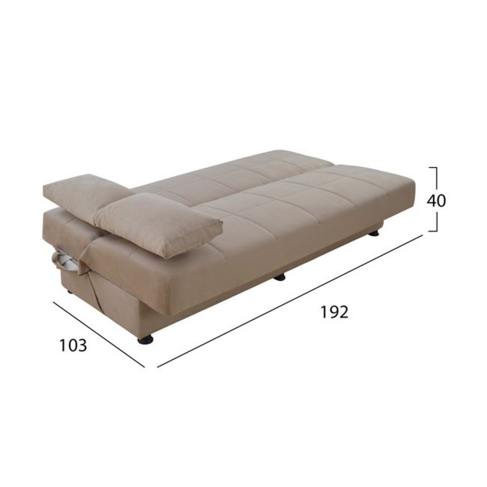 3-Sitzer Schlaf-Sofa EGE mit Stauraum | In Beige