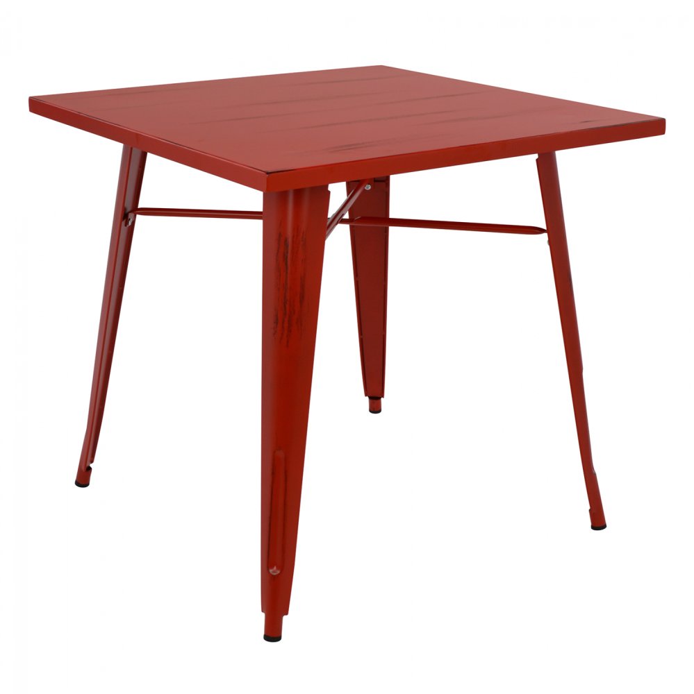 Metallischer Tisch in roter patina Farbe 70x70x76cm