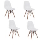Design Stuhl COSY mit Massivholz Beinen und Kunstleder, in Weiß