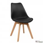 VEGAS Retro Stuhl in Schwarz und Holzbeinen in natürlicher Farbe (4 Stk.)