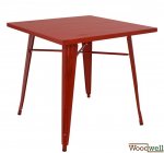 Metallischer tisch in roter patina farbe 80x80x76cm