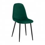 Stuhl "Leonardo" aus grünem Samt mit Metallfüßen
