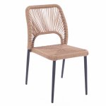 Grauer Aluminium Stuhl mit beigem PE Seil 45x63x82 cm