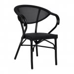 Aluminium Sessel "Delphi" im Bambus Look in schwarz mit Textilene 59x60x82 cm