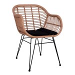 Sessel Allegra | Moderner Außen- und Innen Stuhl Metallskelett und gewebte Weiden in Beige 57,5x60x82 cm