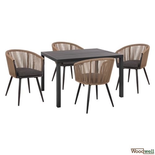 Esstisch Set und Sessel aus Aluminium in Farbe Anthrazit Esstisch Set und Sessel aus Aluminium in Farbe Anthrazit