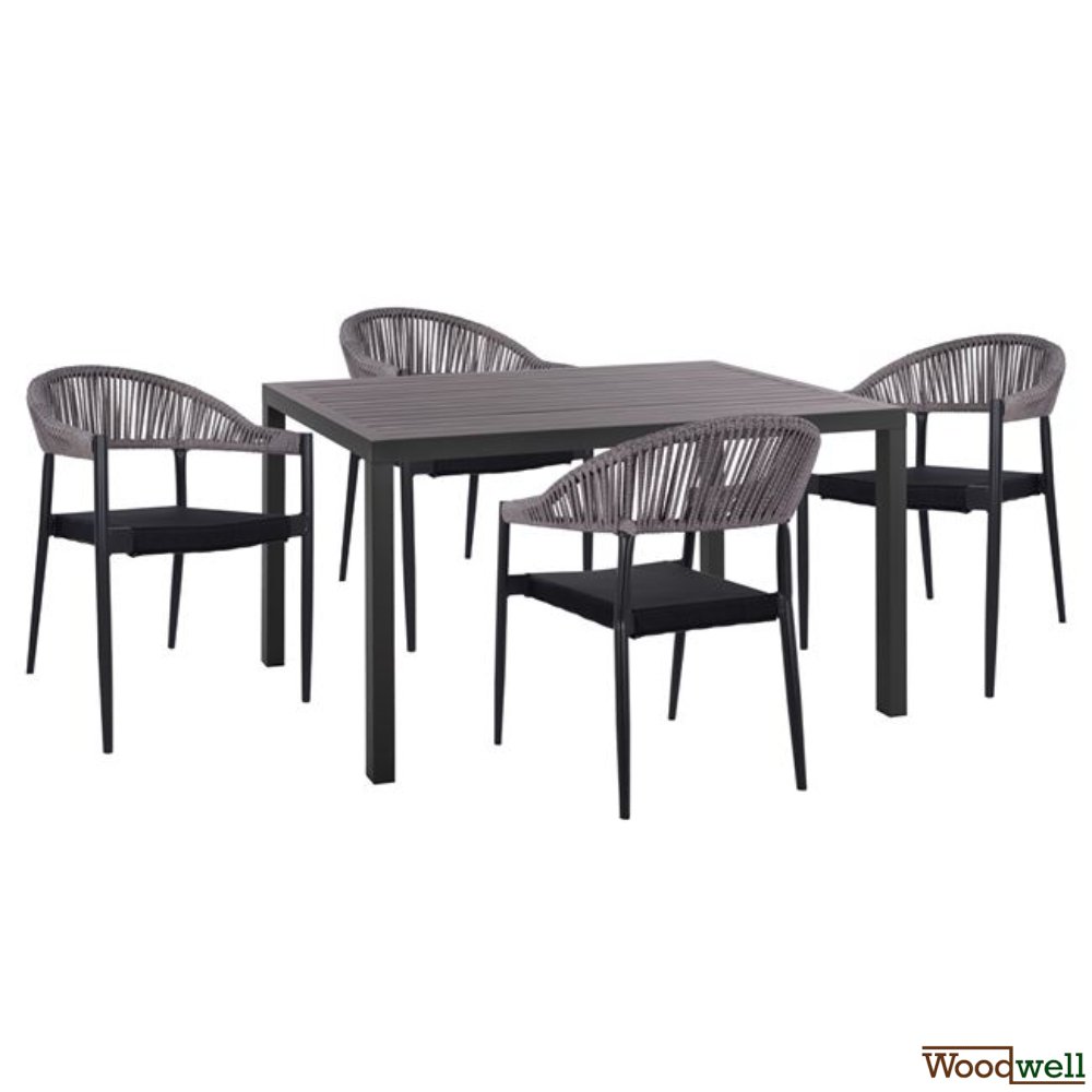 Esstisch Set aus Aluminium in Farbe Anthrazit Esstisch Set aus Aluminium in Farbe Anthrazit