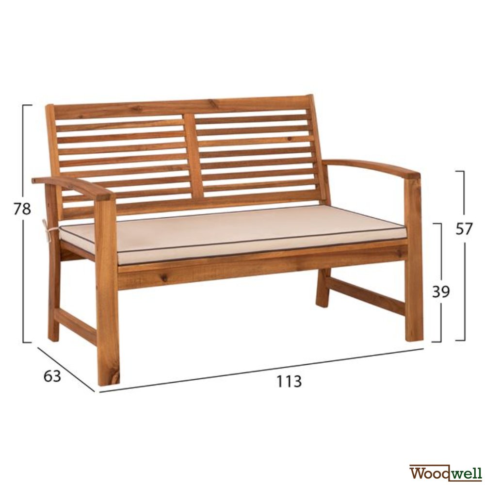 Set Wohnzimmer 4 Stück Akazienholz mit Kissen in Farbe creme Set Wohnzimmer 4 Stück Akazienholz mit Kissen in Farbe creme