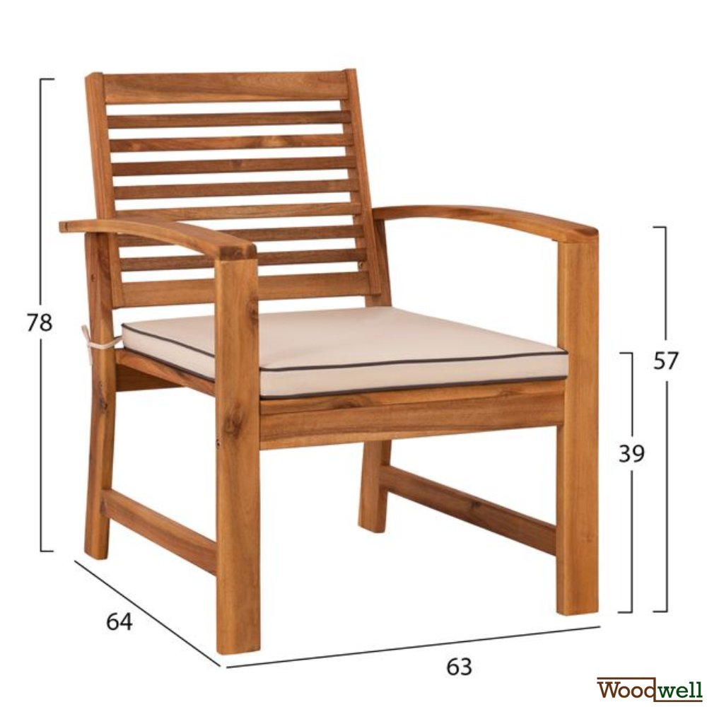 Set Wohnzimmer 4 Stück Akazienholz mit Kissen in Farbe creme Set Wohnzimmer 4 Stück Akazienholz mit Kissen in Farbe creme