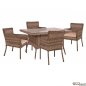 Preview: Dining table set 7 pieces with metal table 120x70x75 + chairs Basket rattan lining in brown Ideal for outdoor use