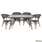Preview: Dining table set 5 pieces 104x80cm | 4 armchairs in bamboo look Preview: Dining table set 5 pieces 104x80cm | 4 armchairs in bamboo look