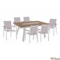 Preview: Dining table set 7 pieces in white color Polywood table | Miller armchair in aluminum frame