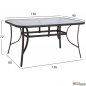 Preview: Metal dining table with four wicker armchairs in brown mocha color Preview: Metal dining table with four wicker armchairs in brown mocha color