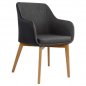 Mobile Preview: Armchair /BRISTOL /Dark Grey Fabric And Black Artificial Leather PU /Woodwell