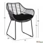 Preview: Modern outdoor armchair made of solid metal frame in black and lined with knitted basket in gray