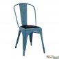 Mobile Preview: Metallic chair melita with pu seat in blue patina color