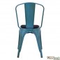 Mobile Preview: Metallic chair melita with pu seat in blue patina color