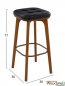 Preview: Wooden bar chair in brown color and black leatherette