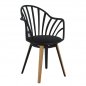Preview: Anais dinning room chair with wooden legs in black