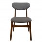Preview: Dining chair made of wood | In walnut and gray cloth