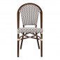 Preview: DELPHI Bistro Terrace Chair | Black + white | Bamboo | Fabric | Textile | Stackable | Gastro Rattanstuhl Garden chair Garden Terrace chair Terrace Outdoor Outdoor Chairs Stacking chair Bistro chair Gastro chair Gastronomy chair Restaurant chair Kaffees