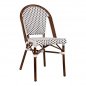 Preview: DELPHI Bistro Terrace Chair | Black + white | Bamboo | Fabric | Textile | Stackable | Gastro Rattanstuhl Garden chair Garden Terrace chair Terrace Outdoor Outdoor Chairs Stacking chair Bistro chair Gastro chair Gastronomy chair Restaurant chair Kaffees