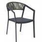 Preview: ARMCHAIR WITH ALUMINUM ANTHRACITE AND PE RATTAN OLIVE GREEN SEAT 45x63x82cm