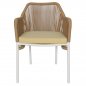 Preview: ARMCHAIR ALUMINUM WHITE WITH PE WICKER ROPE BEIGE 56x66x82cm