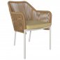 Preview: ARMCHAIR ALUMINUM WHITE WITH PE WICKER ROPE BEIGE 56x66x82cm