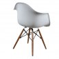 Mobile Preview: Armchair with wooden legs & seat white Mirto