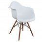 Mobile Preview: Armchair with wooden legs & seat white Mirto