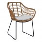 Mobile Preview: METAL ARMCHAIR WITH SOLID DARK CARBON FRAME & BEIGE WICKER