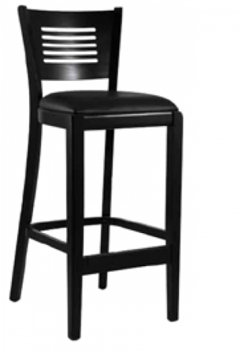 Bar stool in beech wood with backrest | In black
